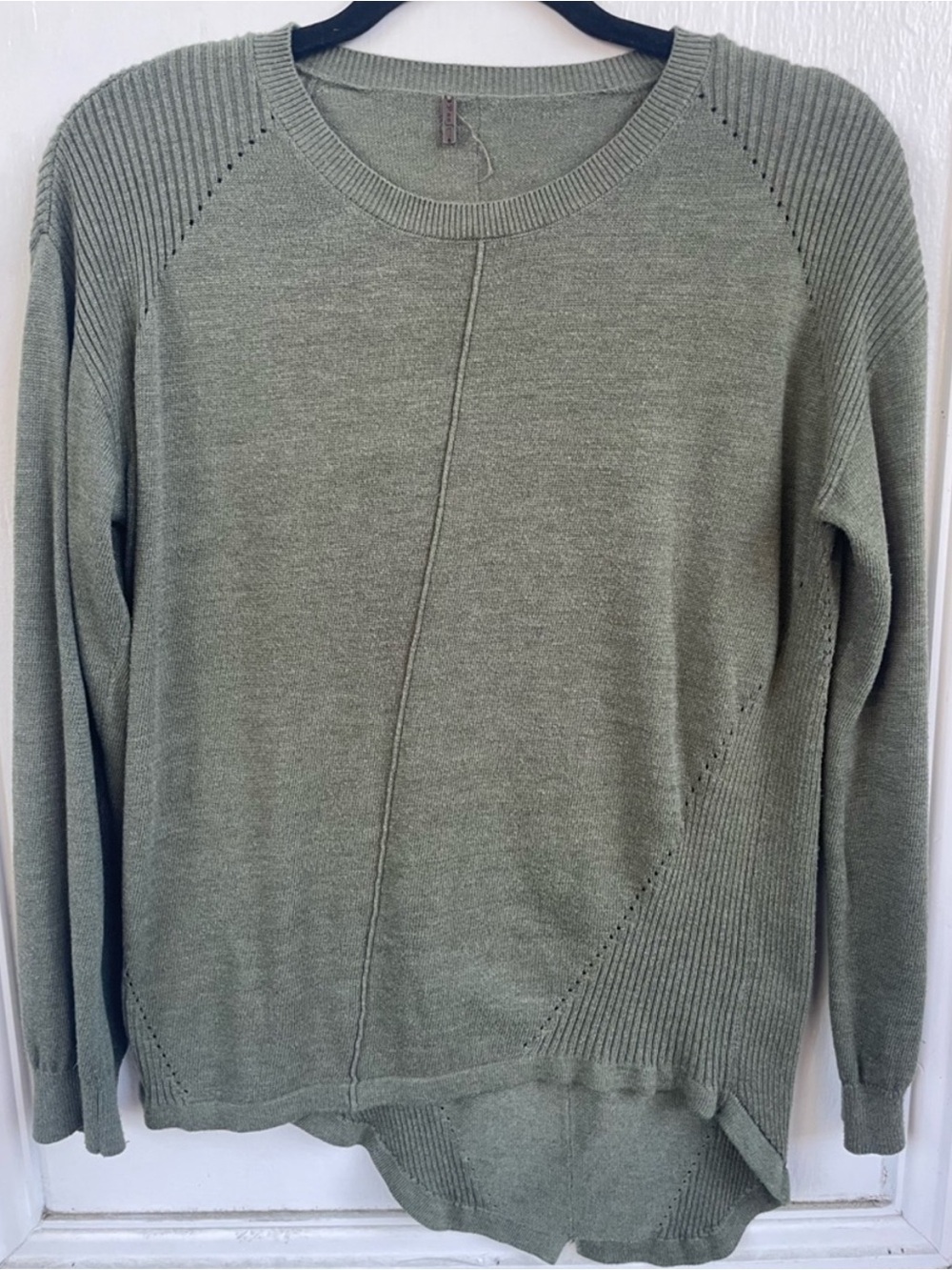 Poof! Olive Green Crewneck Knit Sweater